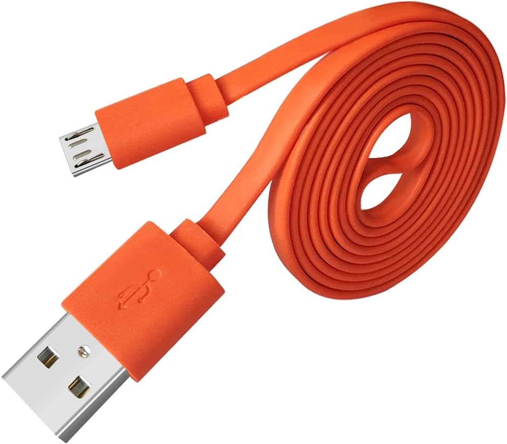 Detalle de Adhiper Micro USB Flachladekabel 1 m – Flachkabel für JBL Flip, Clip, Charge, Go, Pulse, Trip, Tune & UE Boom (Orange)