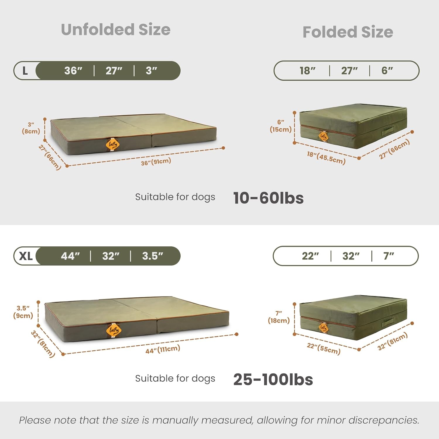 Detalle 2 de Laifug Foldable Outdoor Dog Bed 36 x 27 x 3.5 inches