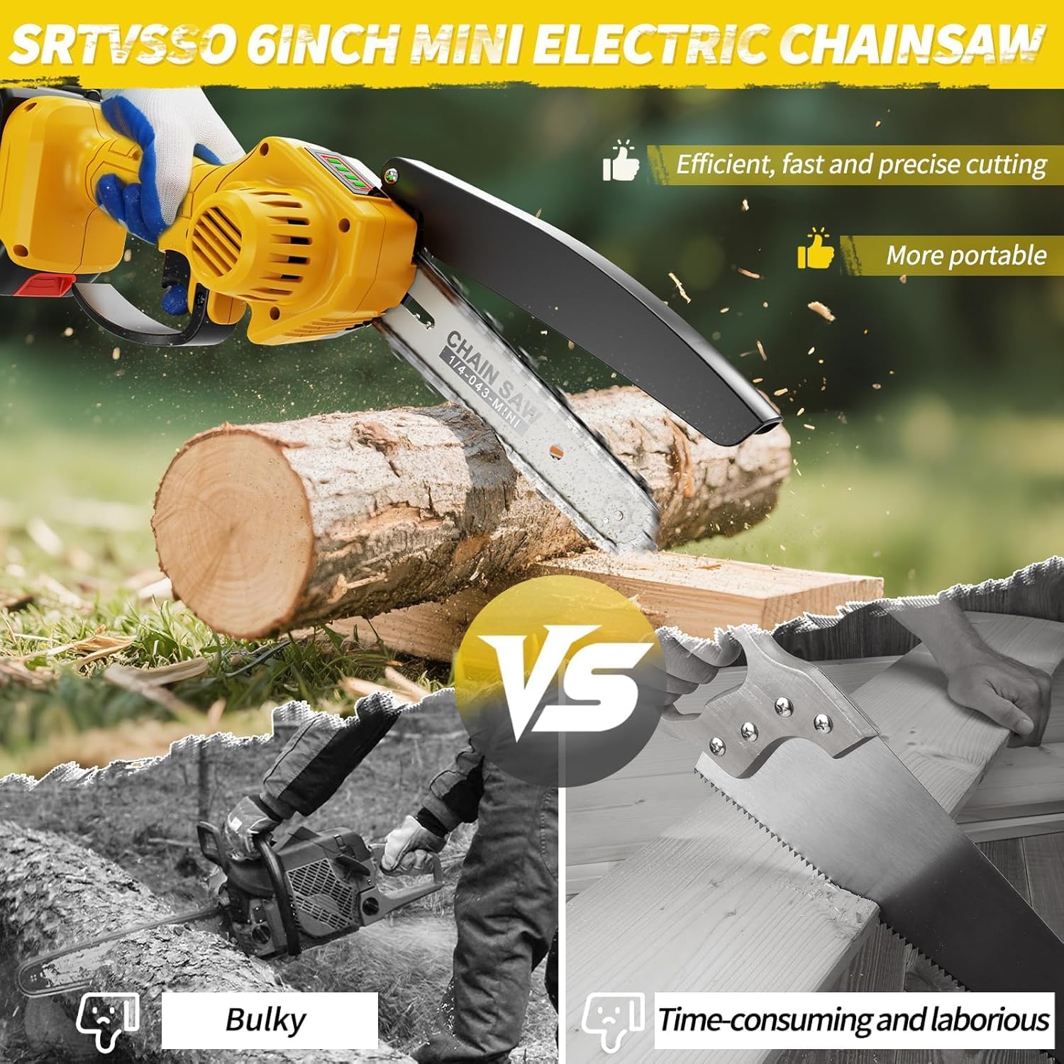 Detalle 2 de DNLBBO DNLBBO-03 6-Inch Cordless Mini Chainsaw with 700W Motor