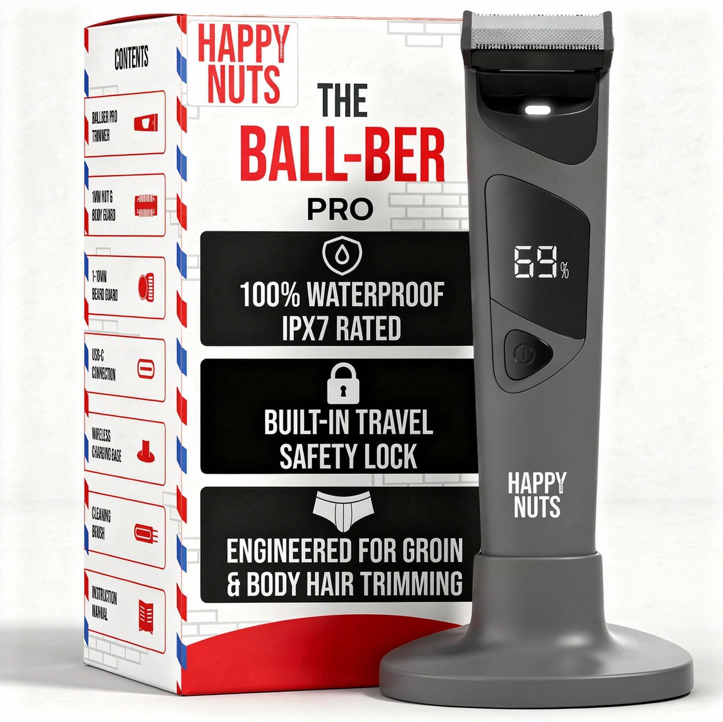 Detalle de HAPPY NUTS The Ballber PRO Electric Body Hair Trimmer for Men
