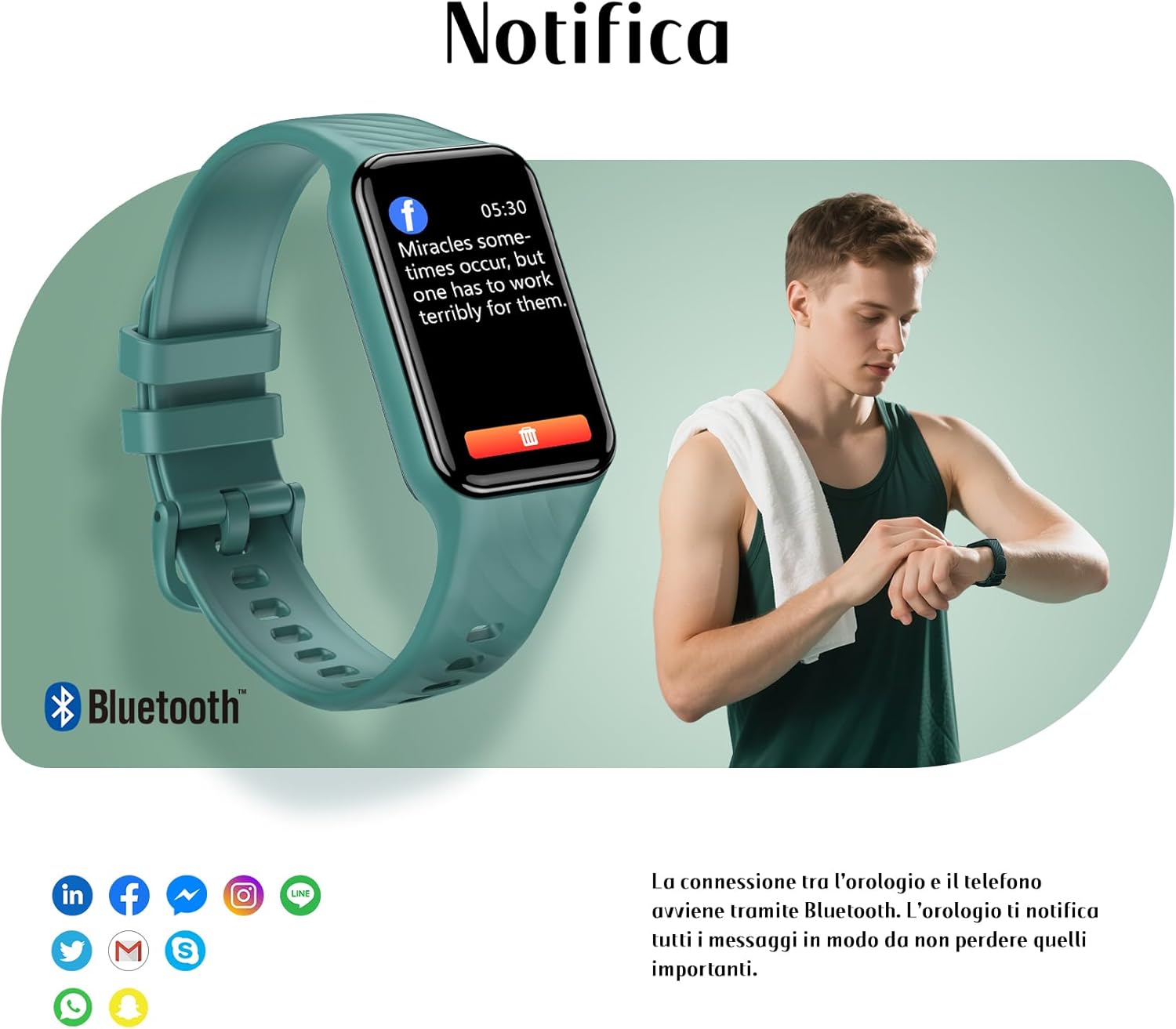 Thumbnail 4 de Baolubao Smartwatch Uomo Donna con cardiofrequenzimetro, SpO2, sonno e notifiche Bluetooth (2 cinturini)
