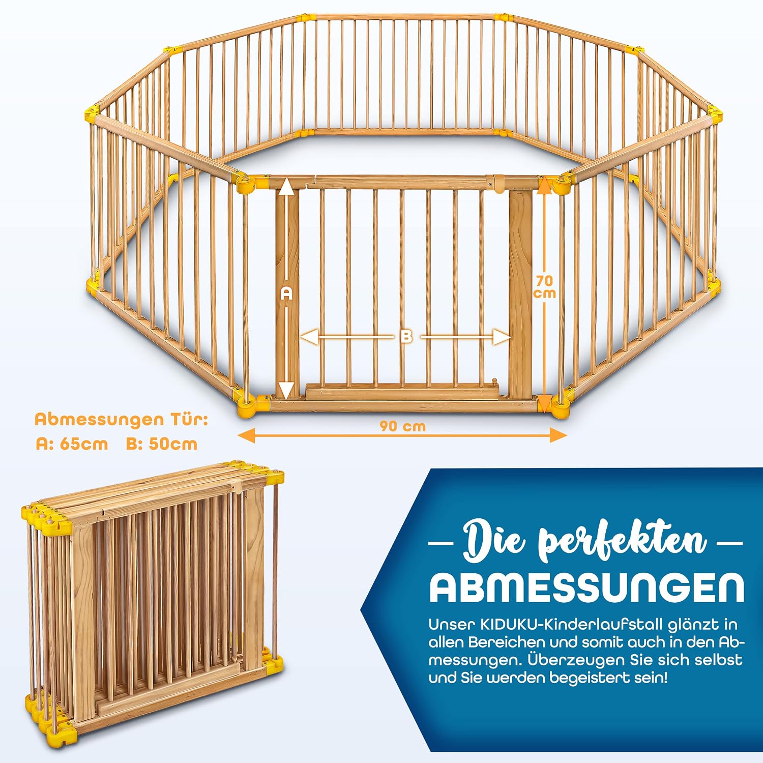 Thumbnail 5 de KIDUKU 7,2 Meter XXL Laufgitter klappbar – 8 Elemente, inkl. Tür