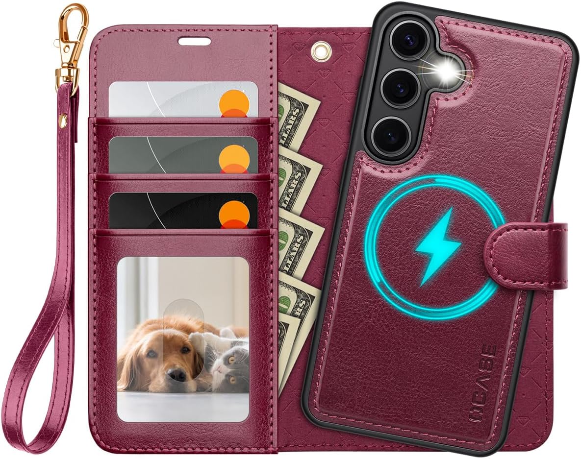 Detalle de OCASE 2in1 Hülle für Samsung Galaxy S25 – abnehmbare magnetische Leder-Flip-Wallet mit RFID-Schutz