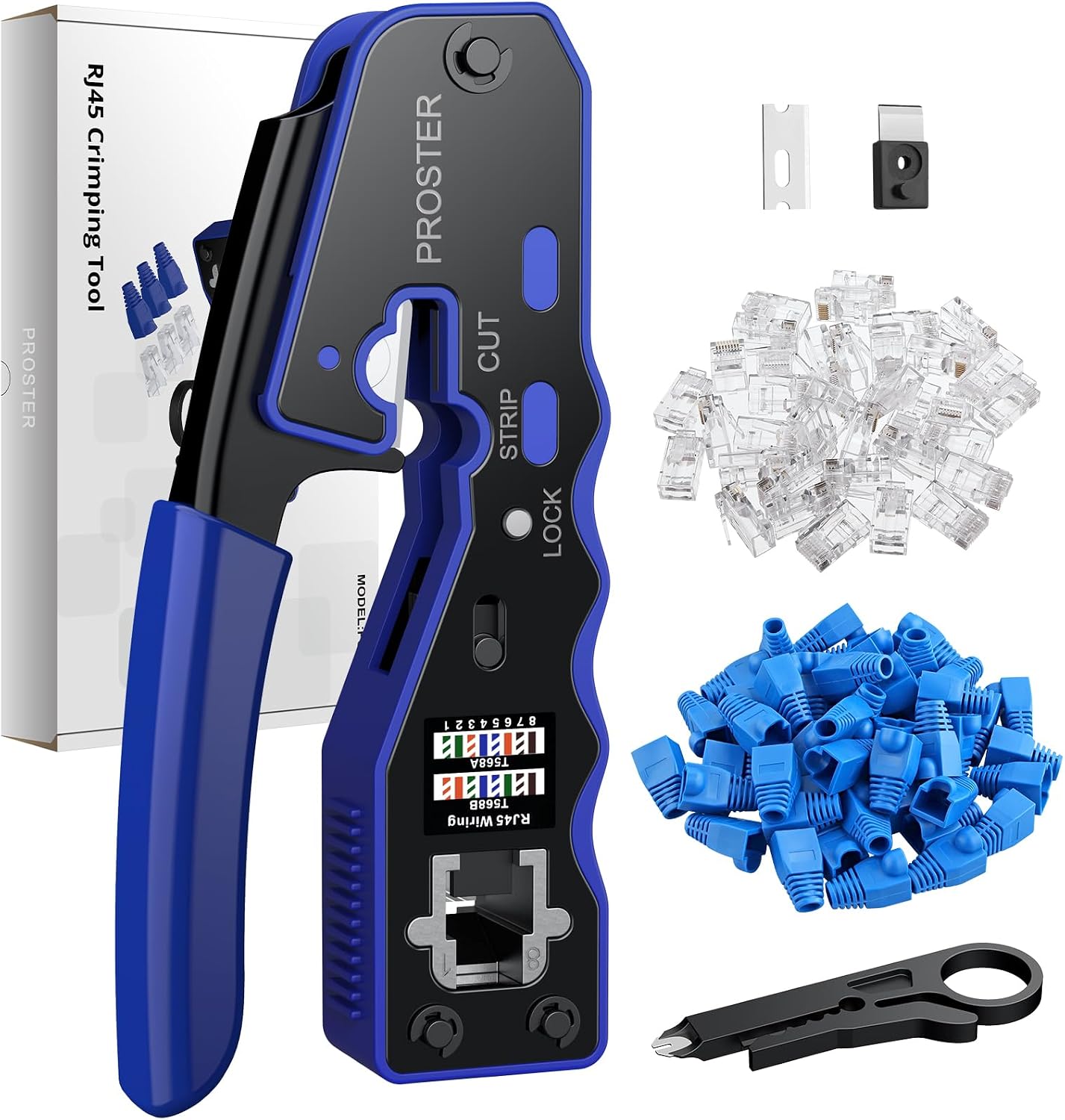 Detalle de Proster RJ45 Crimp Tool Set with 50 CAT6 connectors ðŸ›