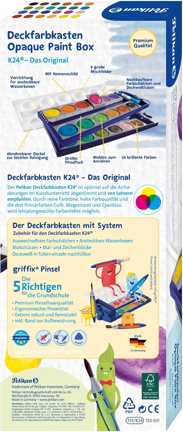 Thumbnail 1 de Pelikan Farbkasten K24® inklusive Deckweiß – 24 Farben mit Deckweiß (7,5 ml) inkl. Deckel und Mischbehältern