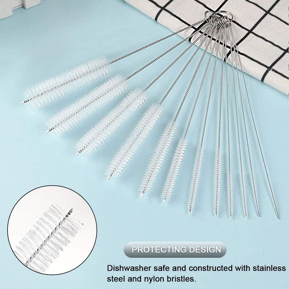 Detalle de Vicloon Spazzola Bottiglia – set da 12 mini scovolini in nylon e acciaio inox