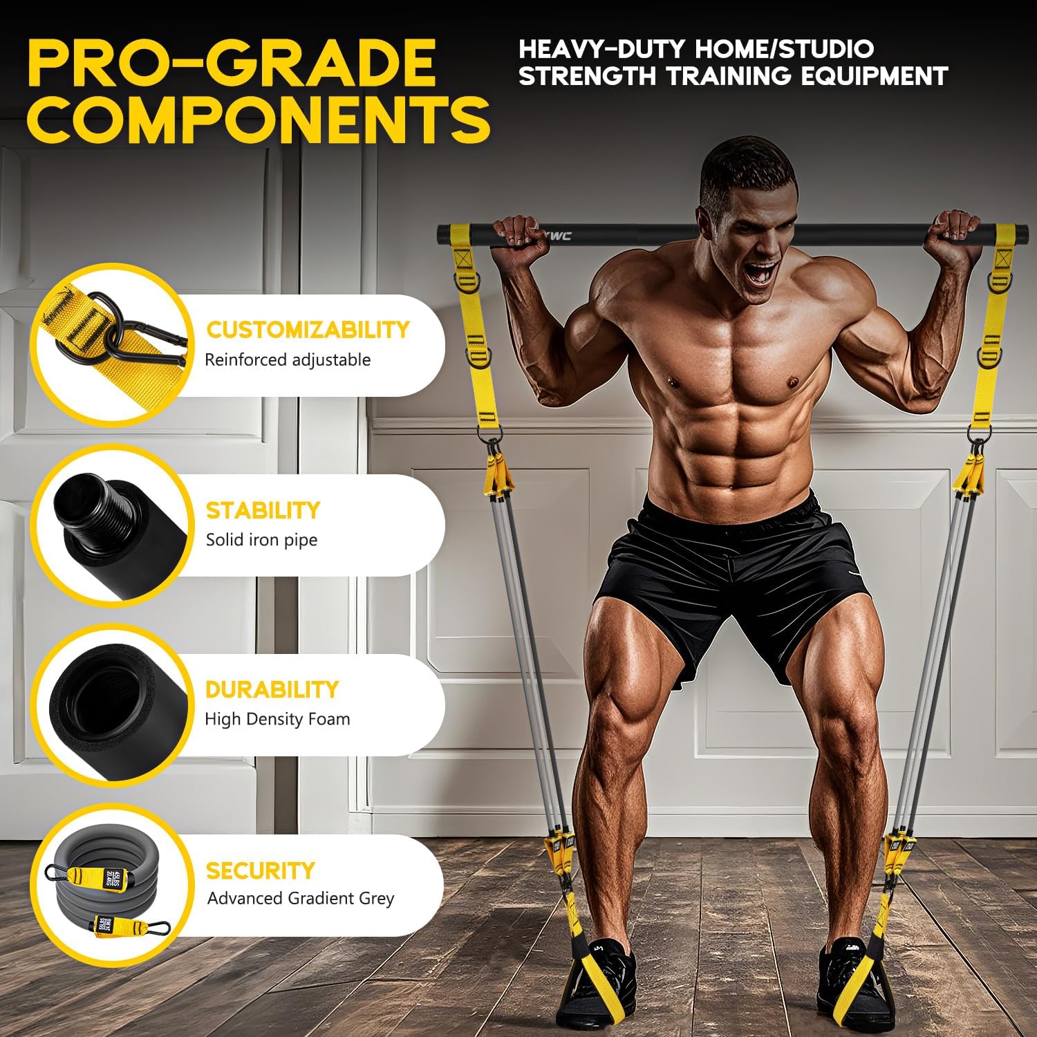 Detalle 2 de HOXWC Pilates Bar Kit With Resistance Bands Heavy Duty, Portable Strength Training