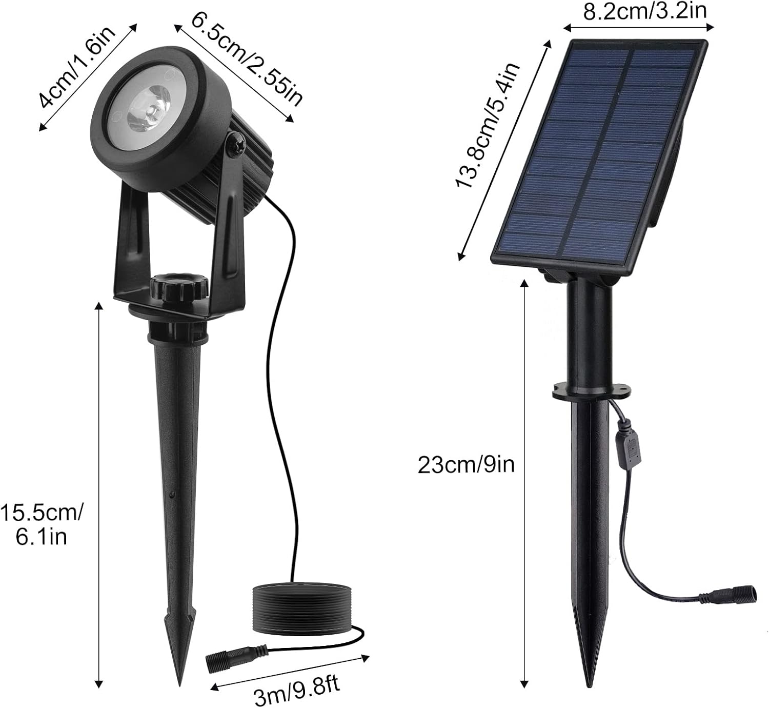 Thumbnail 1 de CORESLUX Solar Spot Lights Outdoor (2 Lights) – Warm White 3000K, IP65, Garden Path Uplighters