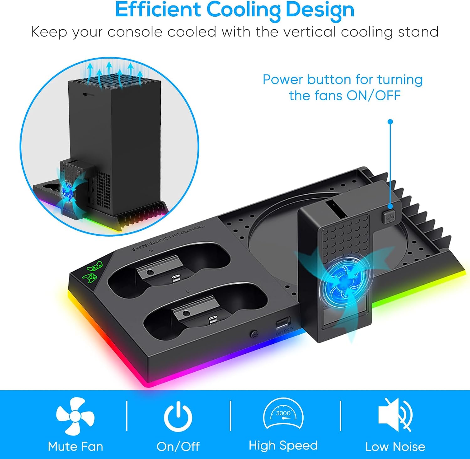 Detalle de FYOUNG Upgraded Cooling Stand and Charging Station for Xbox Series X