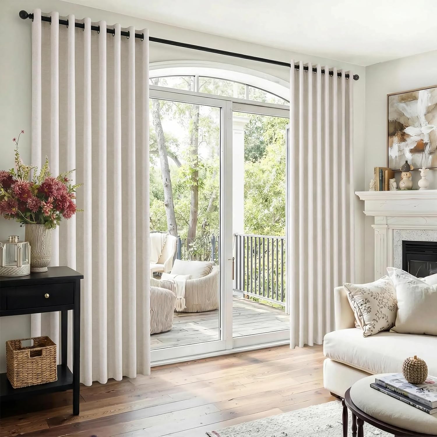 Detalle de Drapenova Blackout Curtains, Linen-Blend Grommet Panels, 52W x 102L
