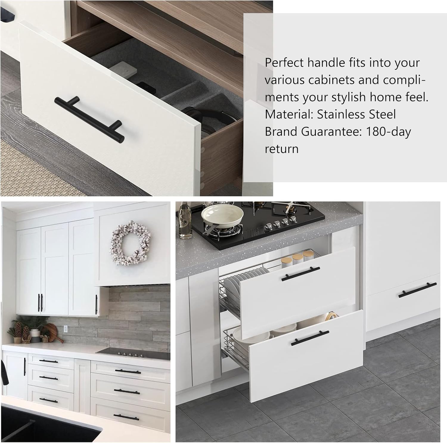 Thumbnail 6 de LONTAN 128mm Black Kitchen Handles 12-pack 🏠