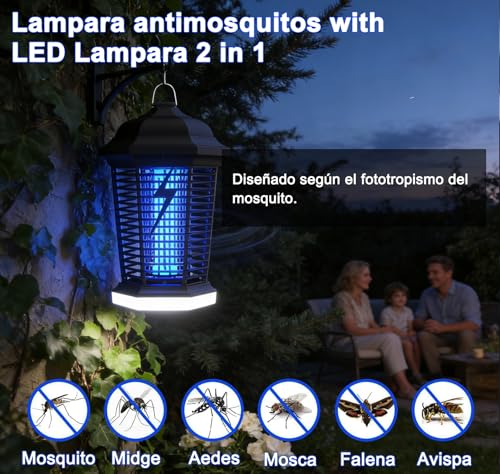 Thumbnail 1 de WUEAOA Lámpara antimosquitos con iluminación LED y rejilla de alta tensión 4000V
