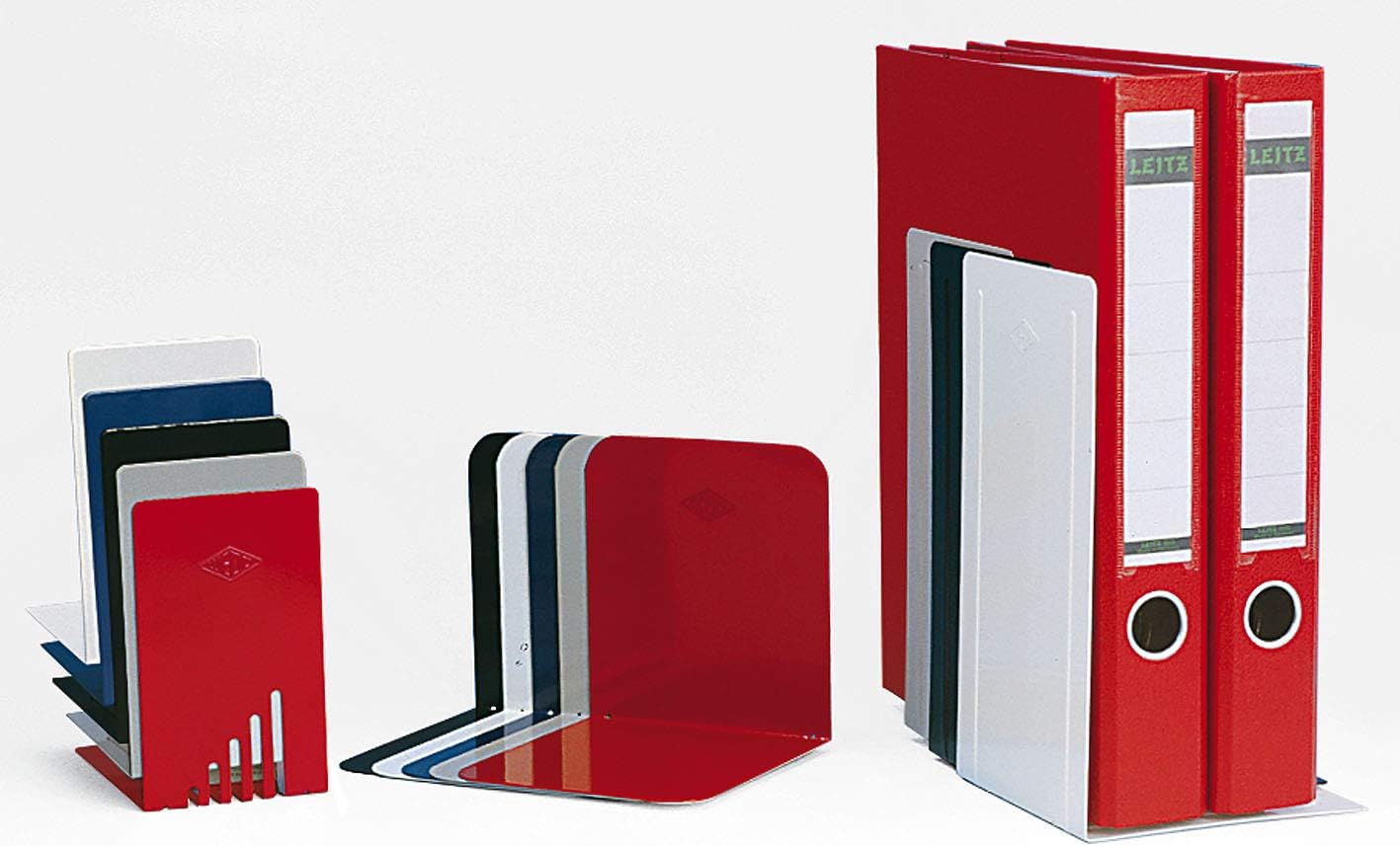 Detalle 2 de Wedo 1021102 Buchstütze aus Metall, breite Ausführung, 14 x 12 x 14 cm, 2 Stück, rot