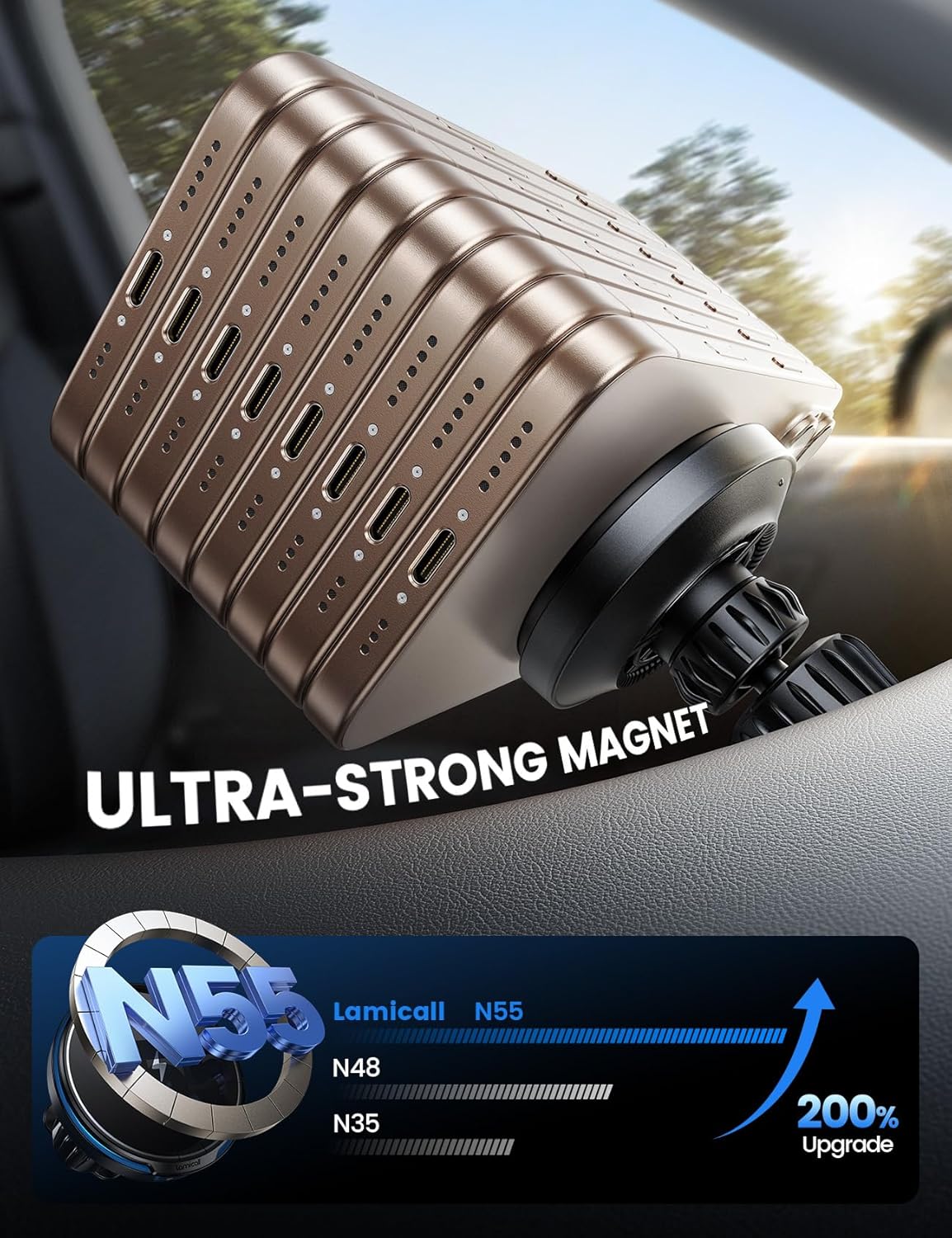 Detalle 2 de Lamicall MagSafe car charger holder 15W