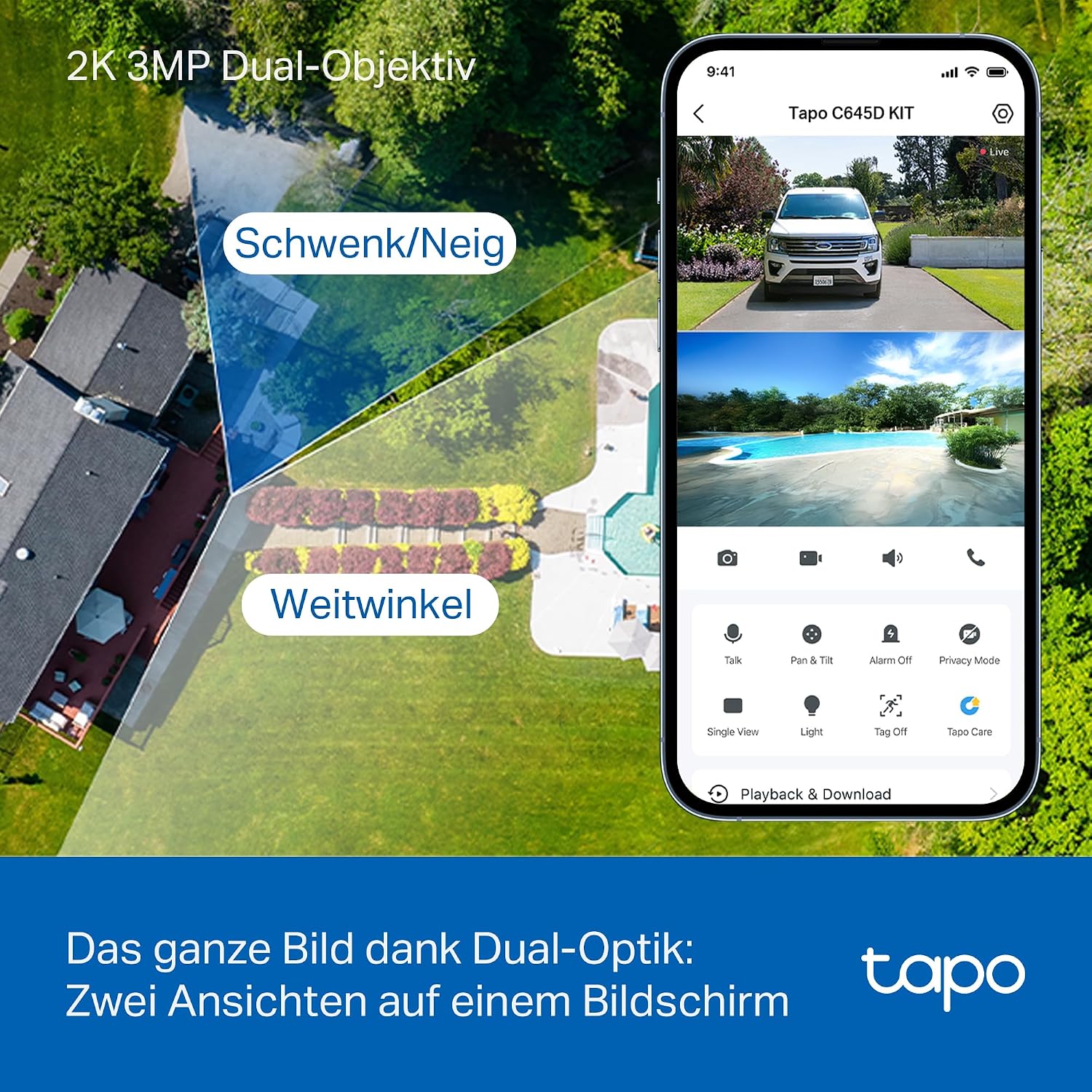 Thumbnail 3 de Tapo C645D KIT Solar Überwachungskamera Außen mit Akku – 2K Dual-Objektiv, 165° Weitwinkel, KI-Erkennung