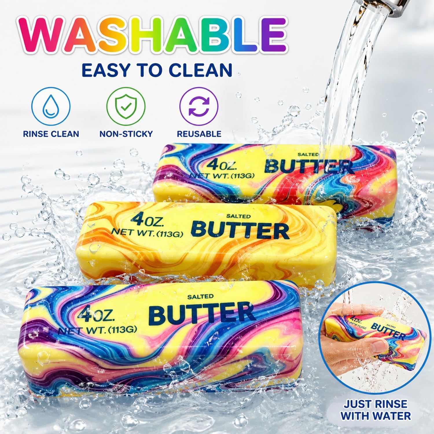 Detalle de 3PCS Butter Squishy Stress Toy — Soft Gel Fidget Set for Anxiety Relief and Focus