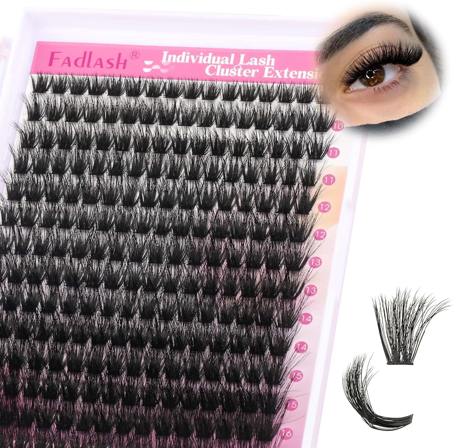 Detalle de FADLASH 100D Lash Clusters, 3D Effect, Wispy Style, 8–16 mm