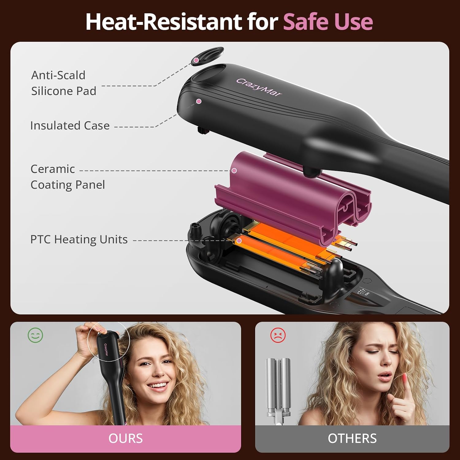 Thumbnail 6 de Hair Waver Crimper with Smart Timers – 25mm Dual Voltage, 15s Heat-Up