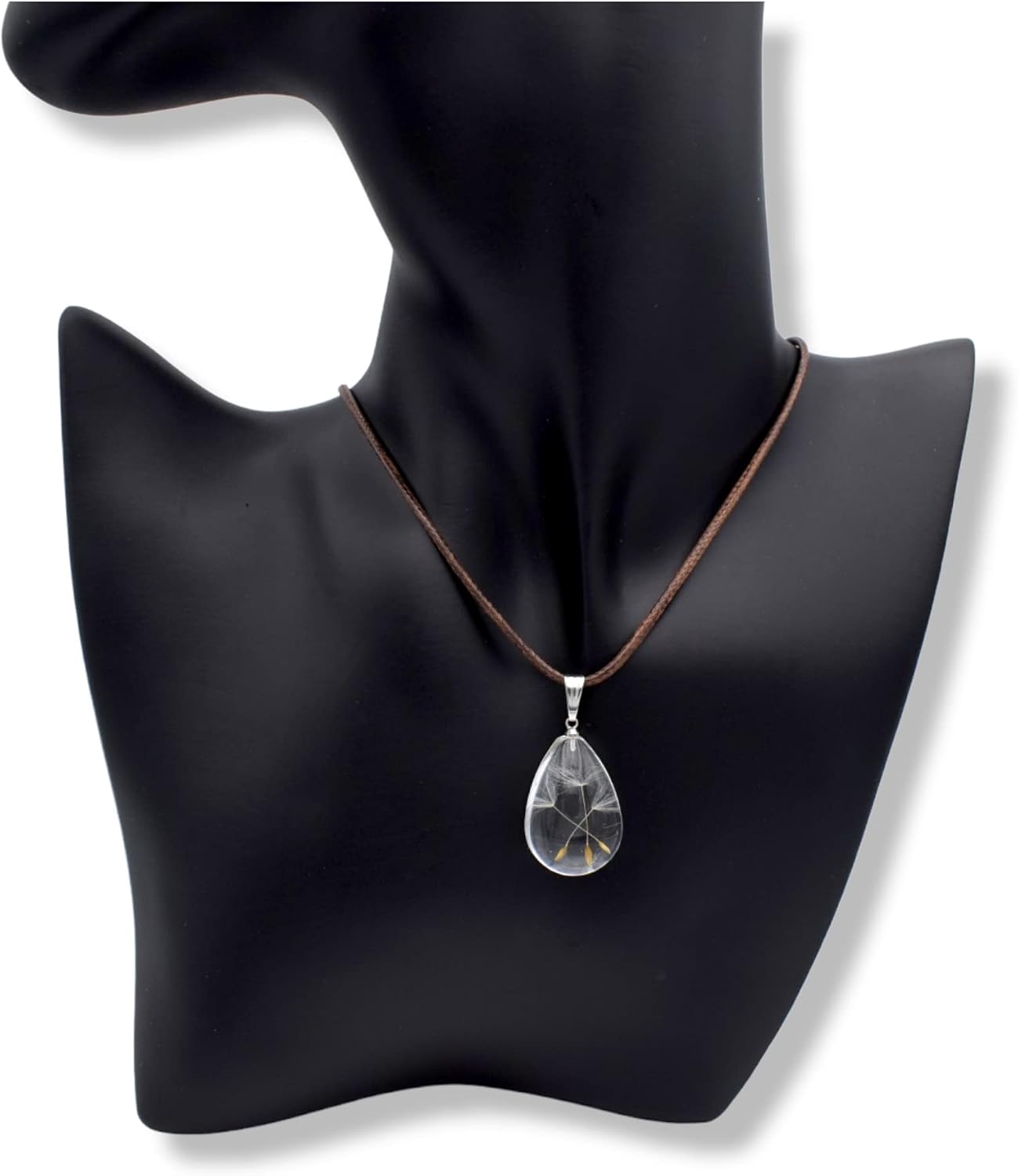 Thumbnail 1 de Leomarch Damen Lederhalsband Kette mit Anhänger – Pusteblume in Transparent Epoxidharz