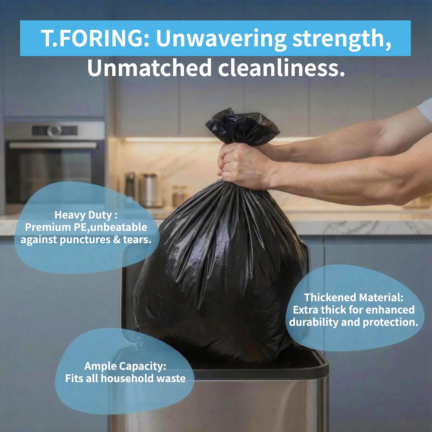 Thumbnail 4 de T.FORING 50-55 Gallon Trash Bags Unscented — 40" x 50", 120 Count