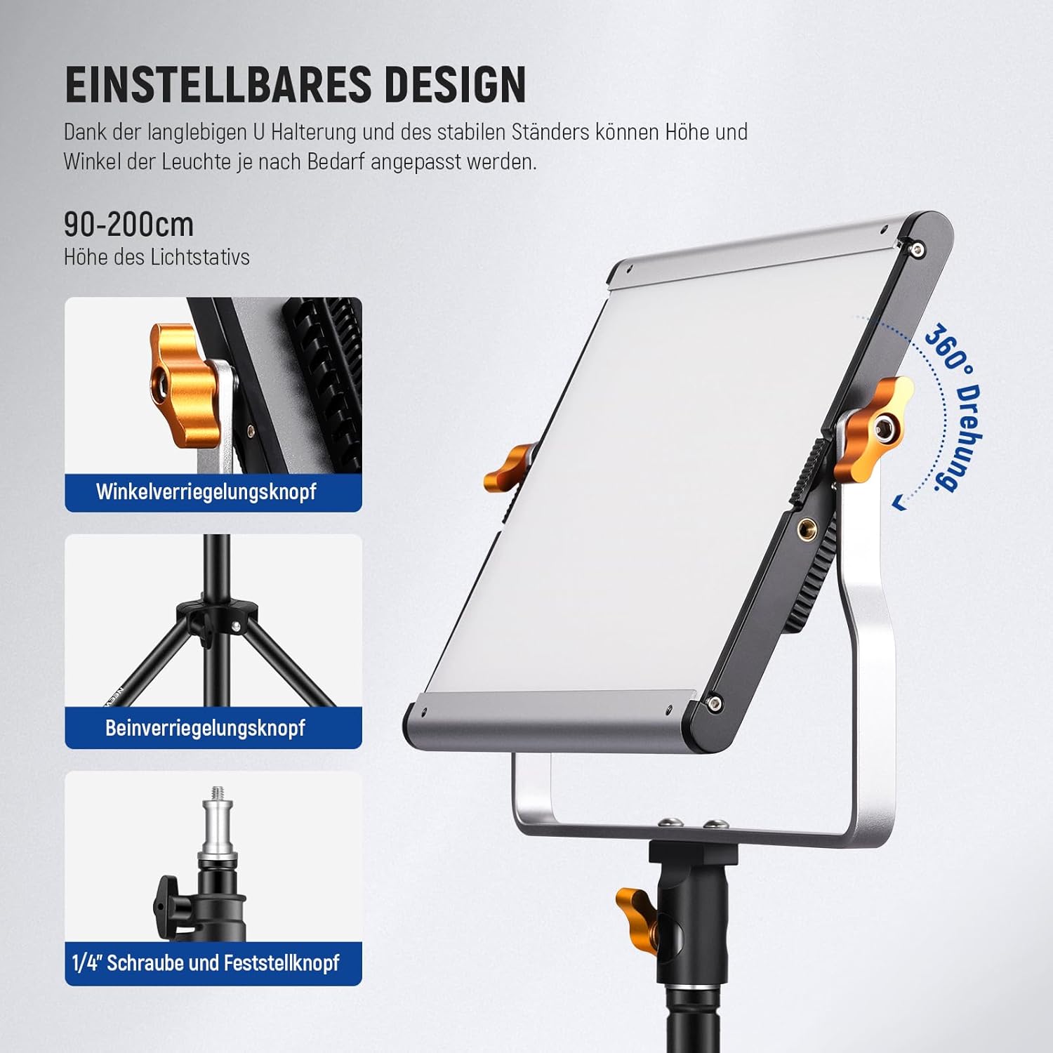 Thumbnail 4 de NEEWER 2er-Set dimmbares zweifarbiges LED-Videolicht (480 LEDs) inkl. Ständer und U-Halterung