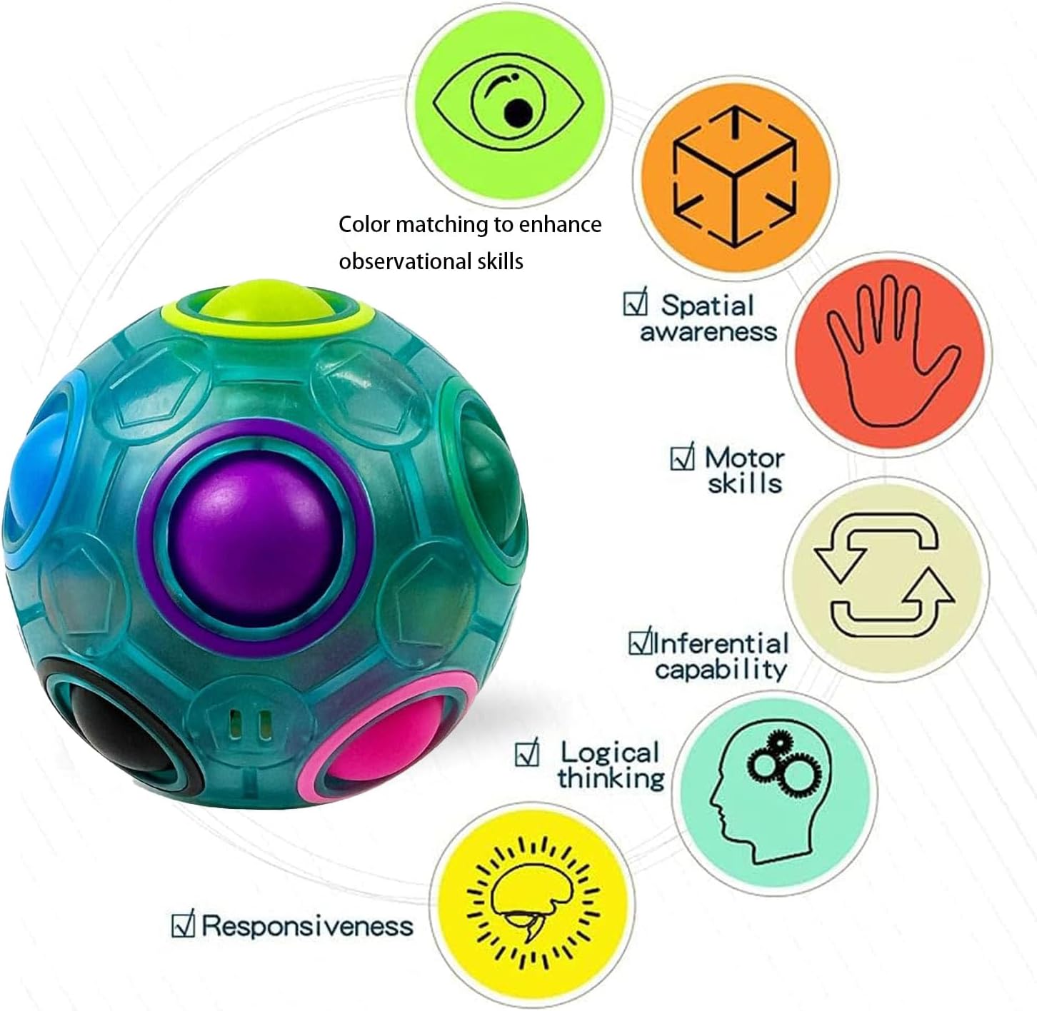 Thumbnail 2 de EACHHAHA 2 Stück Original-Regenbogenball – 3D Puzzle und Geschicklichkeitsspiel