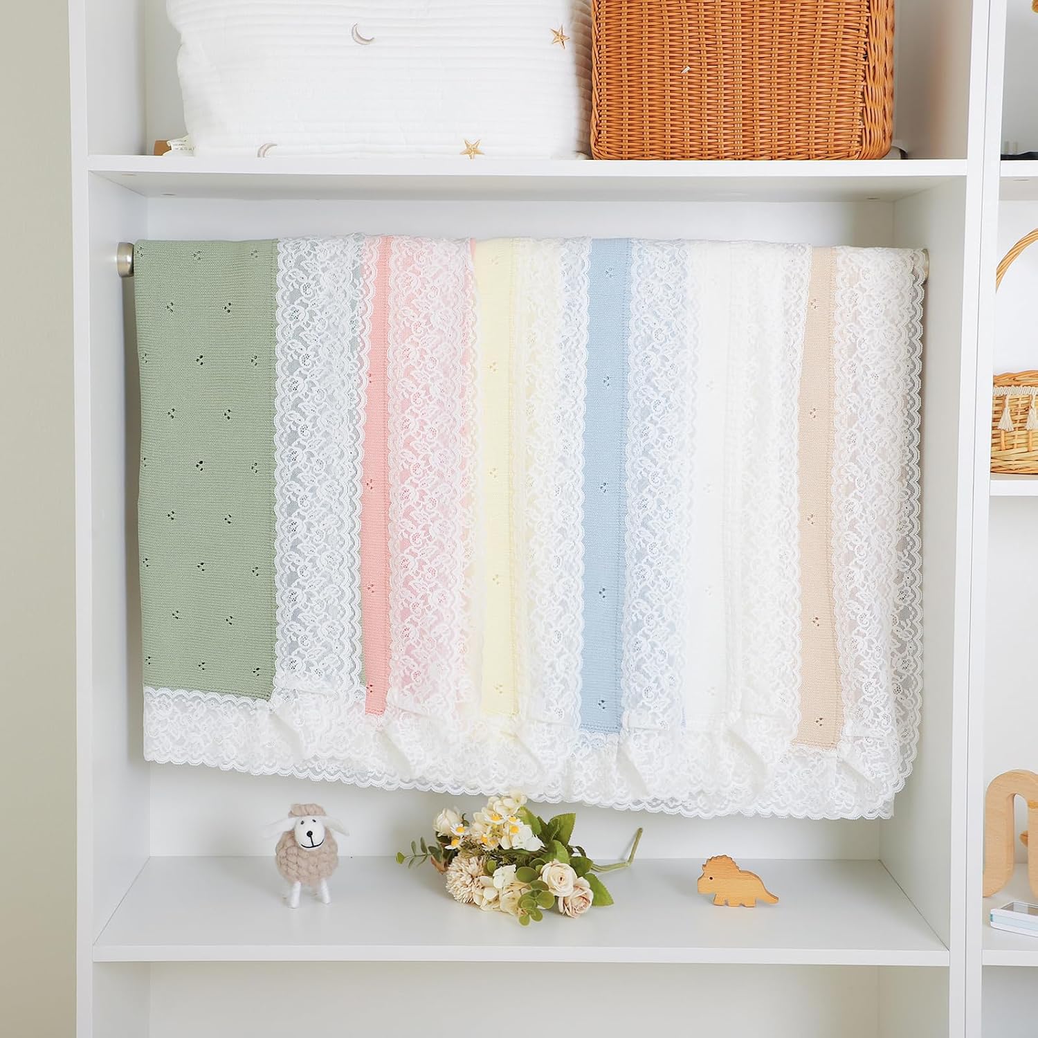 Thumbnail 4 de Hadetoto Knit Baby Blanket 82x102cm Khaki