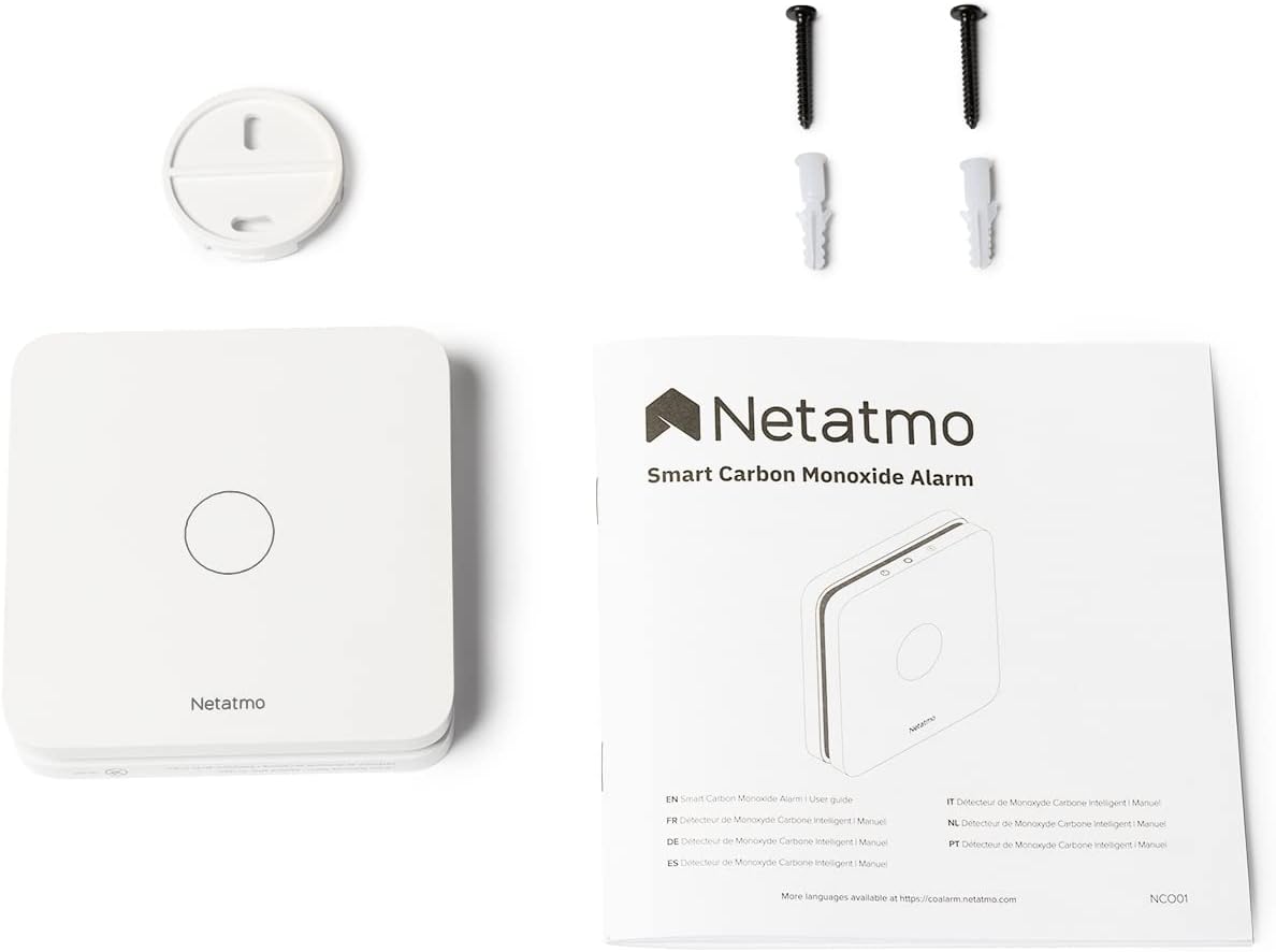 Detalle de Netatmo Détecteur de monoxyde de carbone intelligent 2,4 GHz Wi‑Fi (alarme 85 dB, batterie 10 ans)