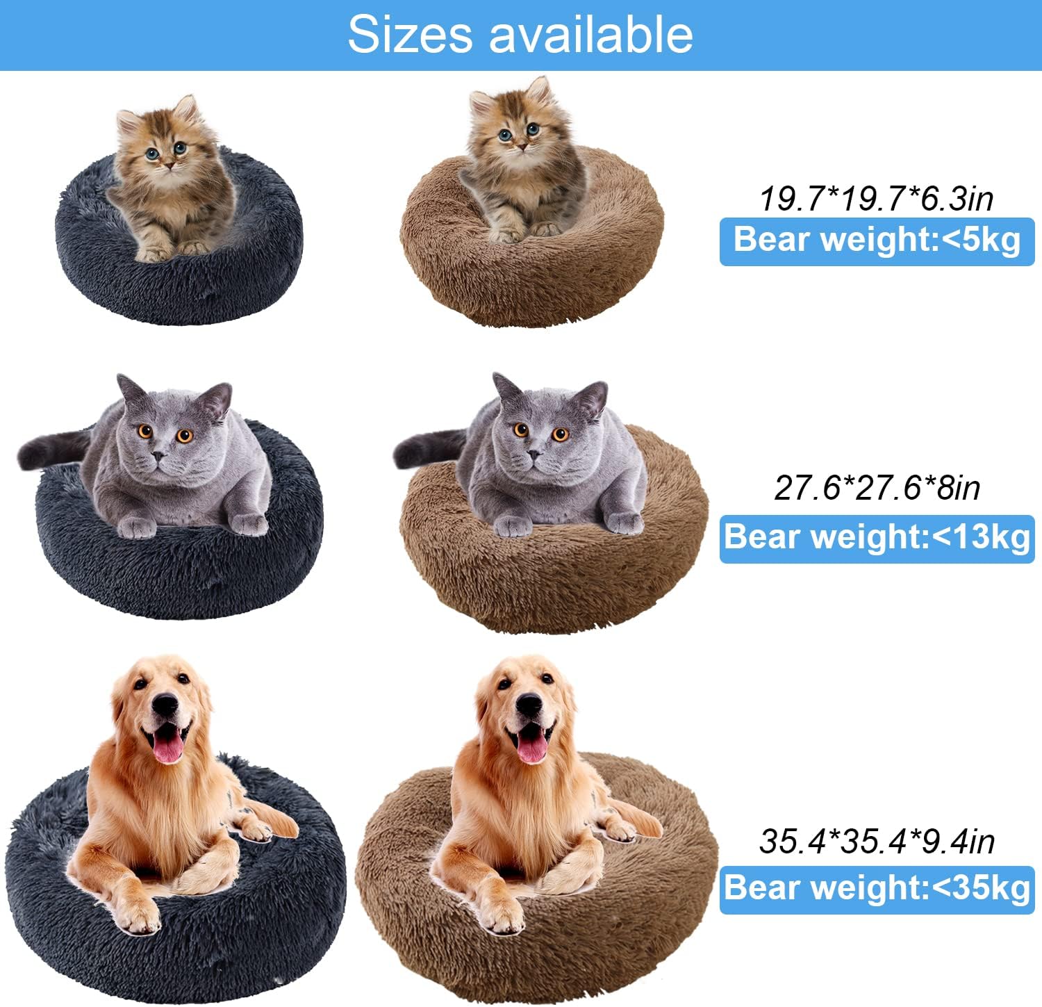 Detalle 2 de UUEMB 50cm Calming Dog Cat Bed, Plush Donut Pets Beds for Small Dogs Cats, Soft Puppy Kitten Cuddler Round Bed Cushion, Washable Warm Dog Beds for Improved Sleeping (Dark Grey)
UUEMB 50cm Calming Dog Cat Bed, Plush Donut Pets…