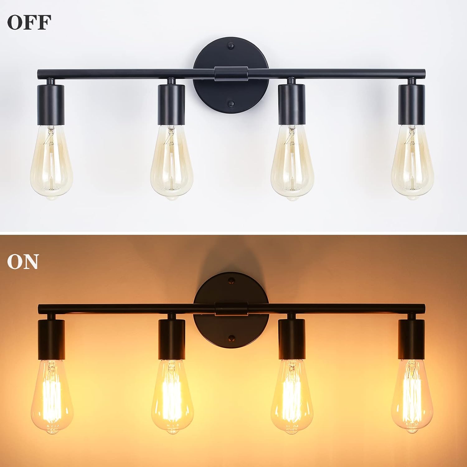 Detalle de YLCHYTDZSW B0098 4-Light Black Vanity Wall Sconce with Clear Glass