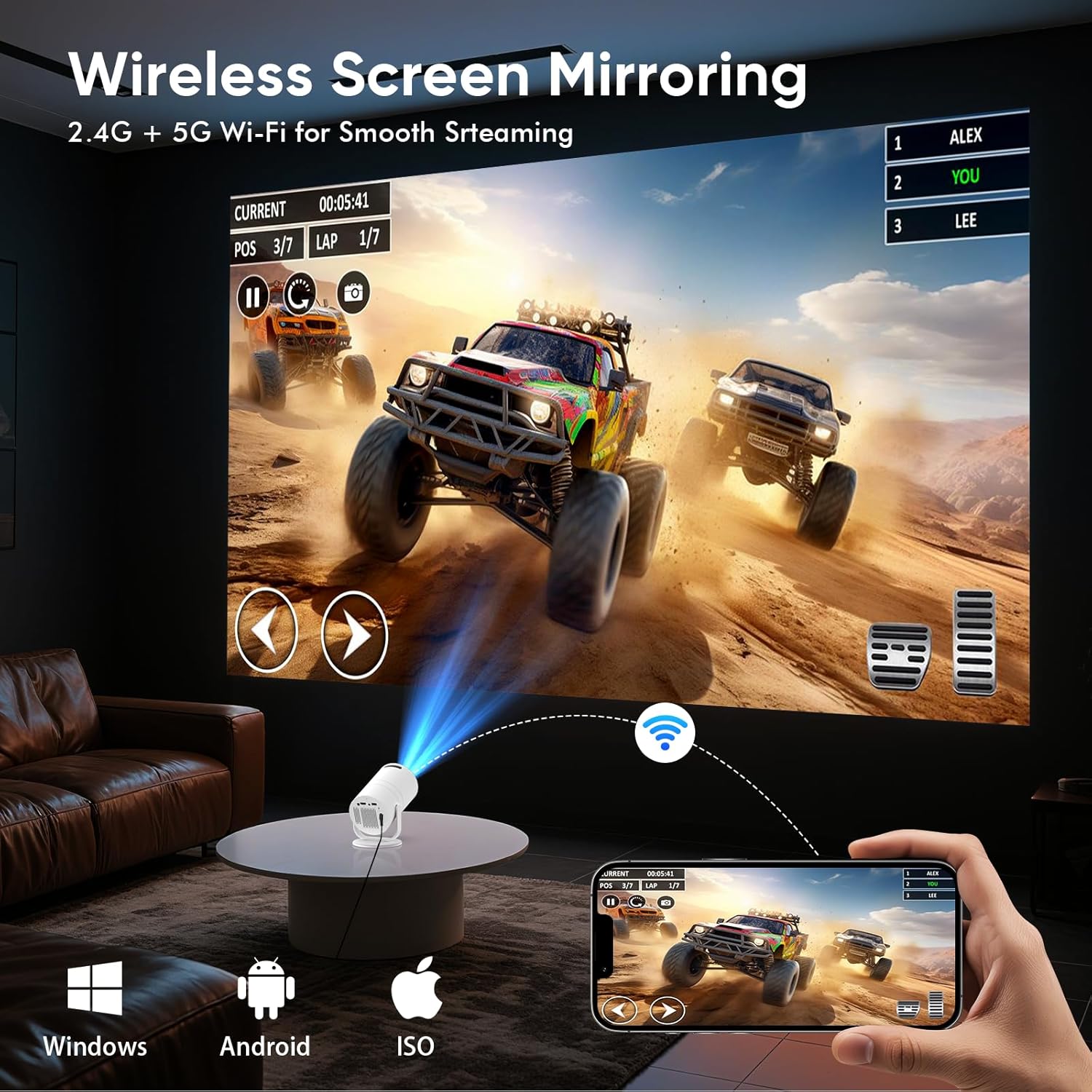 Thumbnail 2 de Tecaki Mini Projector Android 14, 1080P portable projector