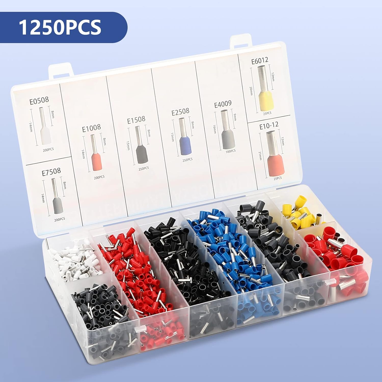 Detalle de Miiepls Aderendhülsen Set + Crimpzange Set – 1250 Stück, 0,25–10 mm², mit Sortierbox