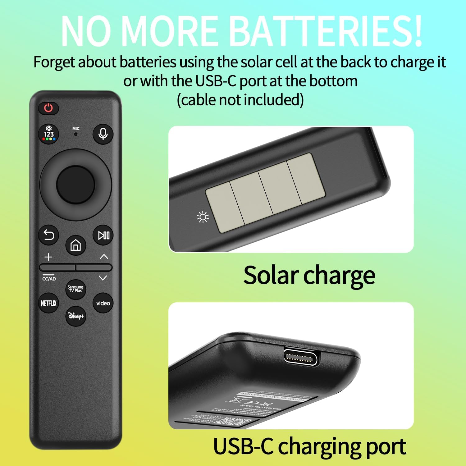 Detalle 2 de TVSEN BN59-01432A Solar Voice Remote for Samsung Neo QLED 8K TVs