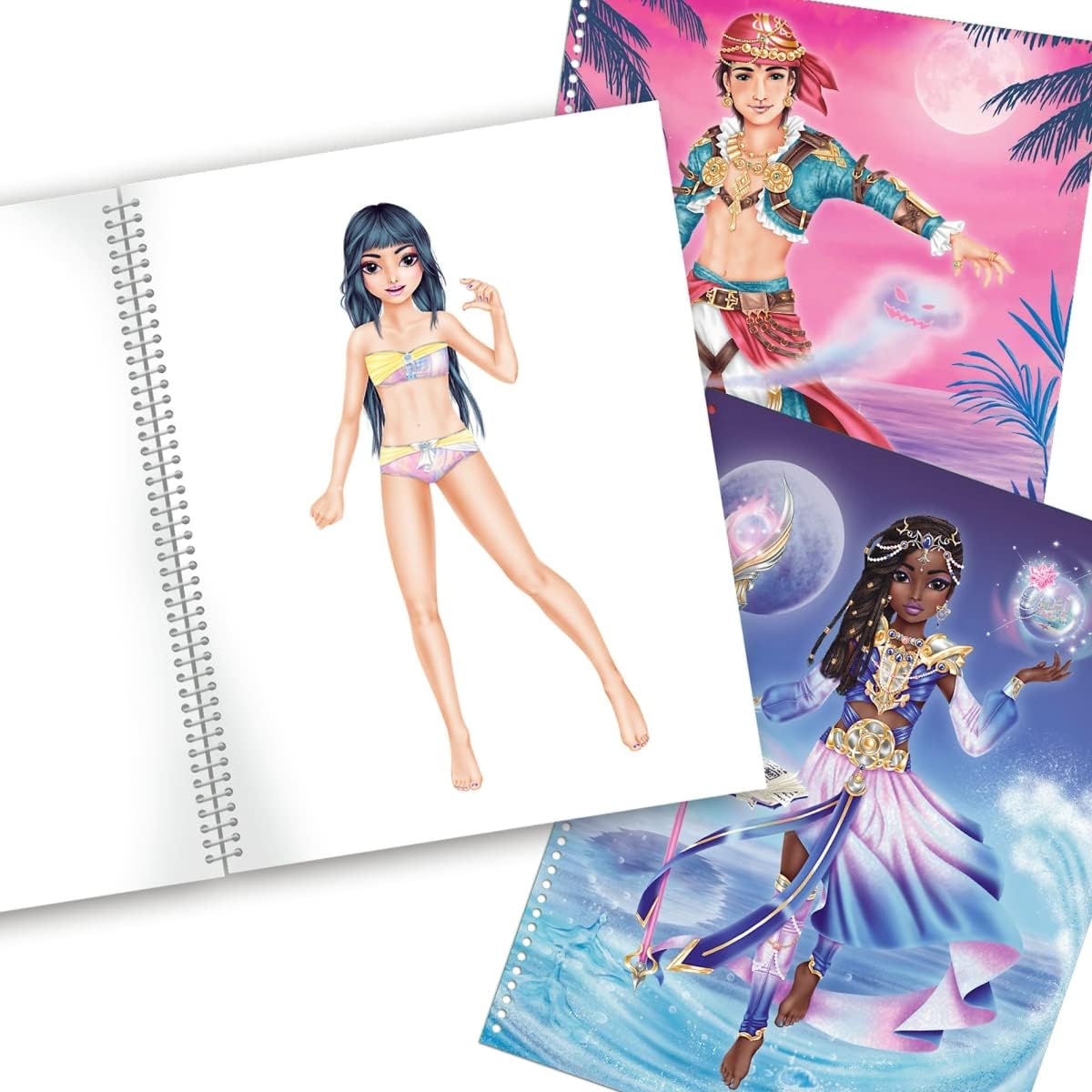 Detalle de Depesche 12147 Crea Il Tuo TOPModel – Libro da colorare Fantasy con 78 Pagine, adesivi e stencil