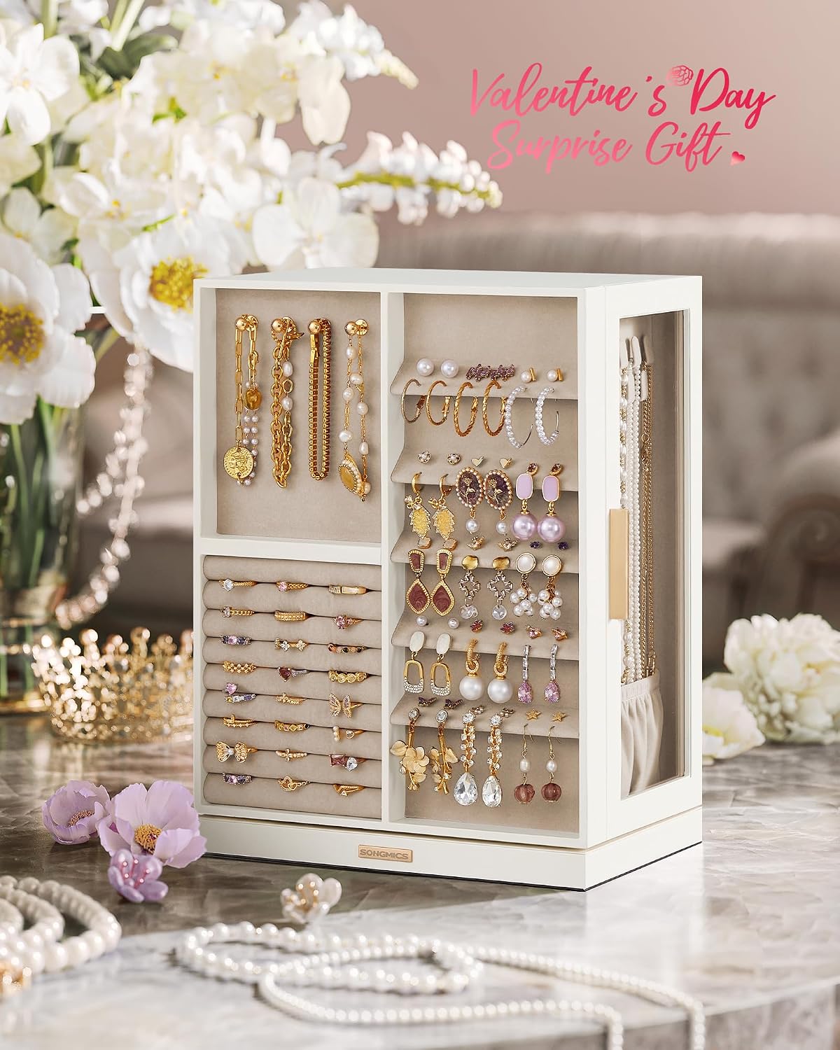 Detalle 2 de SONGMICS Jewellery Box 360° Rotating 17x27x33cm