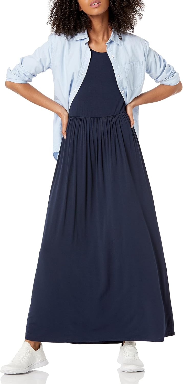 Detalle 2 de Amazon Essentials Women's Fit and Flare Short Sleeve Waisted Maxi Dress (Plus Size)