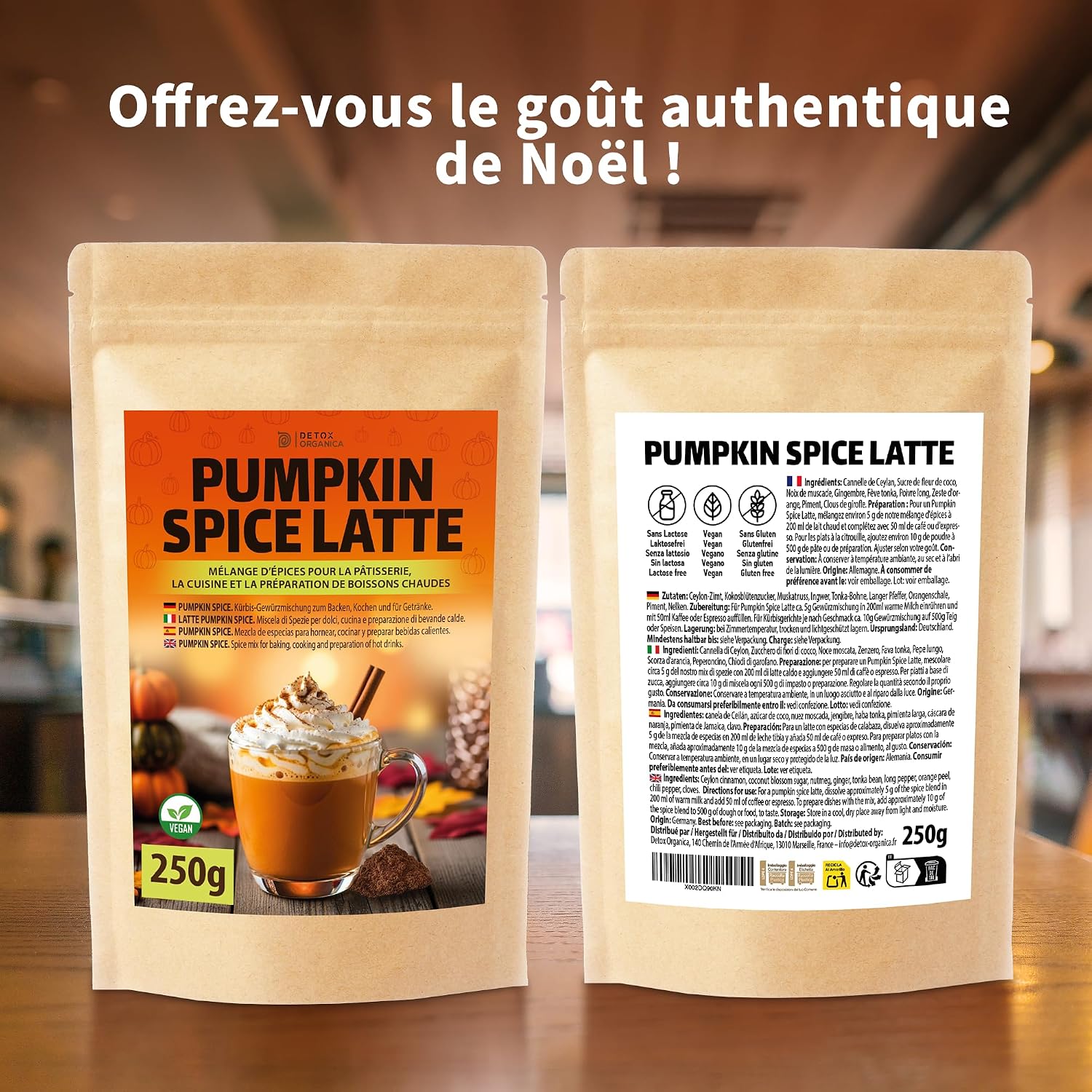 Thumbnail 6 de DETOX ORGANICA Pumpkin Spice Latte – Épices en poudre 250 g, mélange authentique pour latte et desserts automne