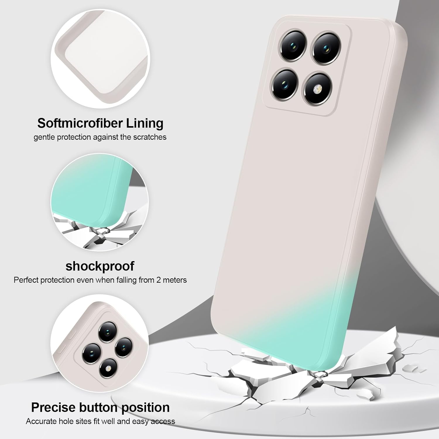 Thumbnail 1 de GiiYoon Liquid-Silicone Hülle für Xiaomi 14T – Rundumschutz mit weichem Mikrofaserfutter (weiß)