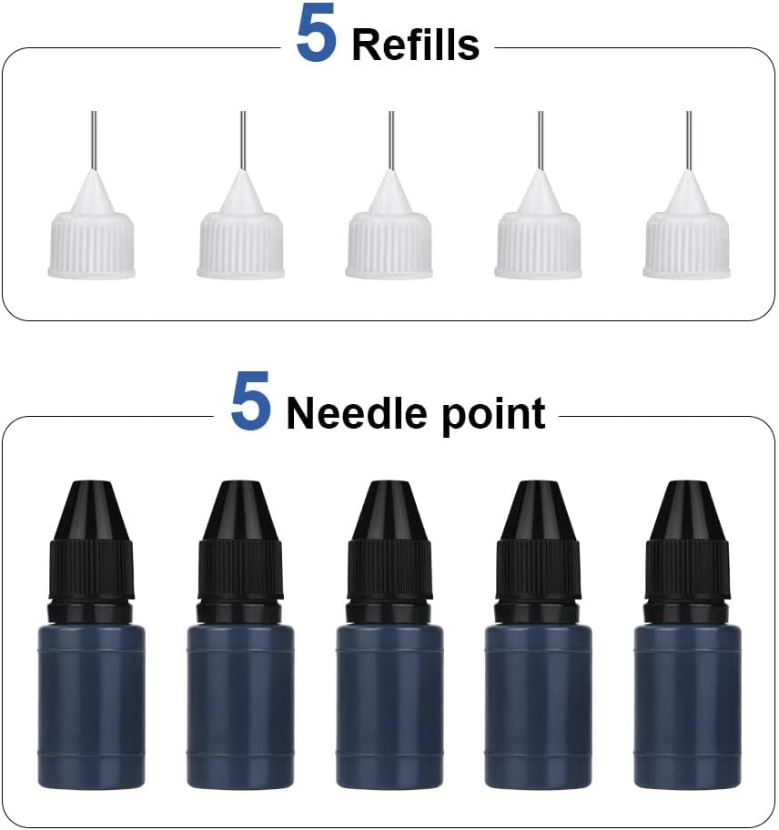Thumbnail 6 de Vicloon Inchiostro per timbri a rullo – kit con 5 ricariche da 10 ml e punte d'ago sostituibili
