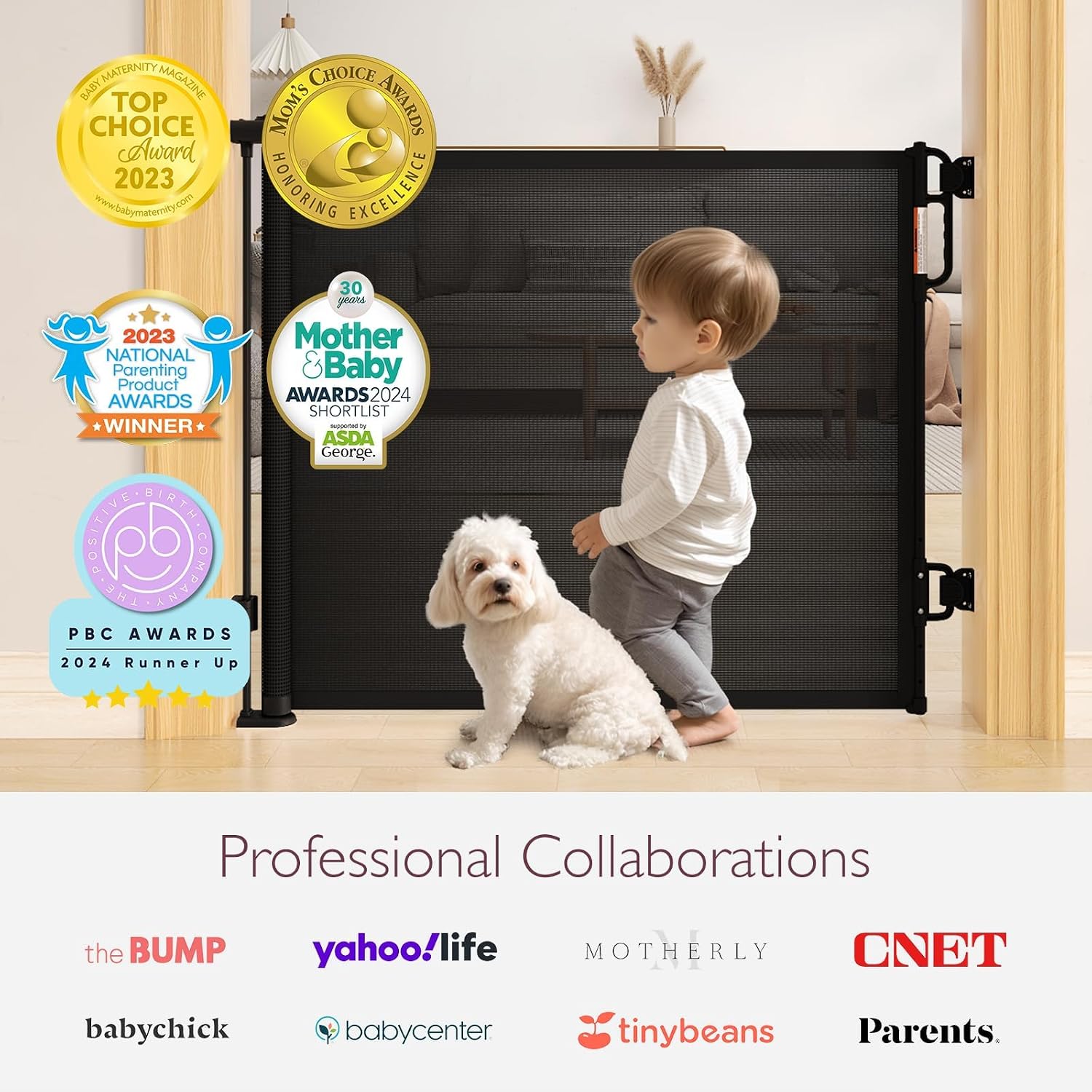 Thumbnail 5 de Retractable Baby Gate by Momcozy — 33" High, Extends to 55" Wide Mesh Gate for Doorways, Stairs and Hallways