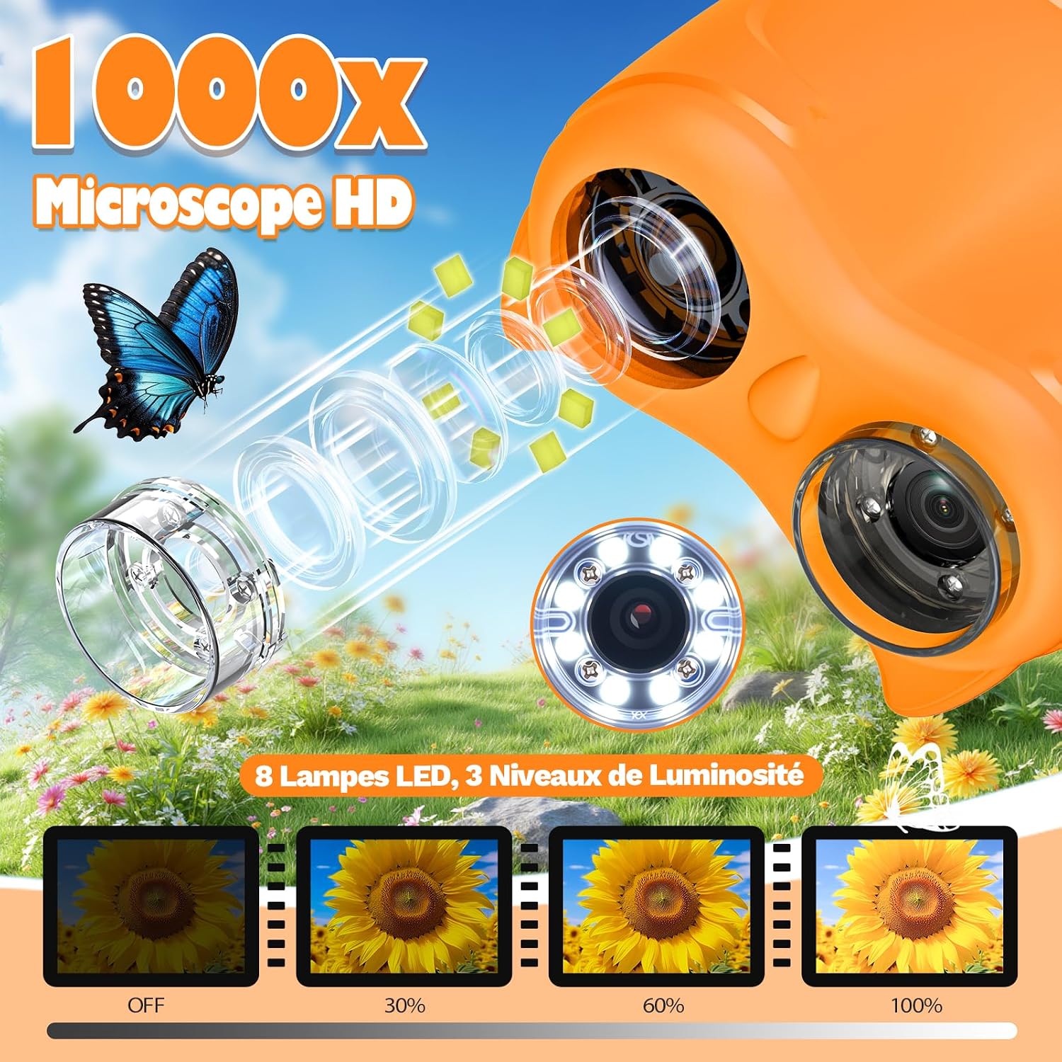 Detalle de ASPOVEN 2 en 1 : Microscope et Télescope Numérique pour Enfant – 1000x avec Écran HD 2,0 pouces