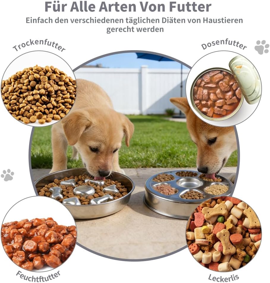 Thumbnail 6 de Fosoloni Anti-Schling Napf für Hunde aus Edelstahl 304 mit rutschfester Silikonbasis – Slow Feeder Ø 21,5 cm, 1.000 ml