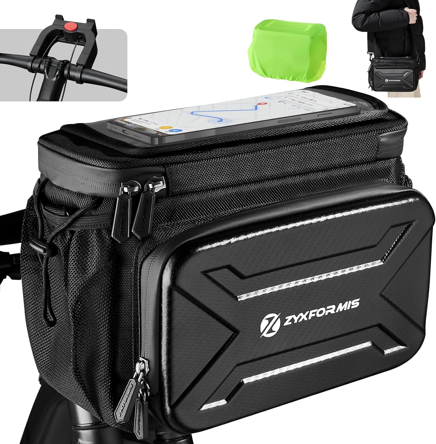 Detalle de Zyxformis Sacoche Guidon avec Adaptateur – 6L, Écran Tactile et Étanche pour Vélos et Vélos Électriques