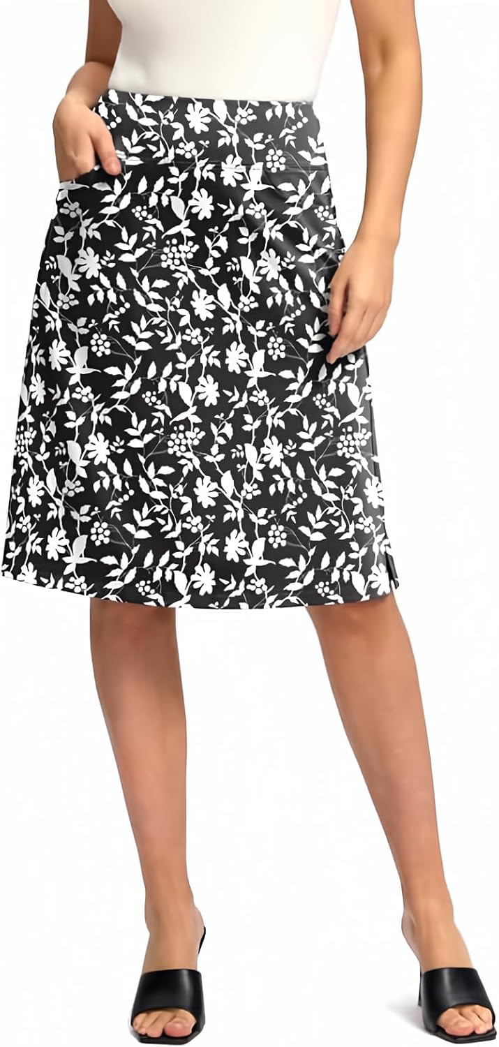 Thumbnail 2 de Viodia 25" Knee-Length Skorts Skirts for Women with Zipper Pockets (Stretchy Modest A-line Midi)