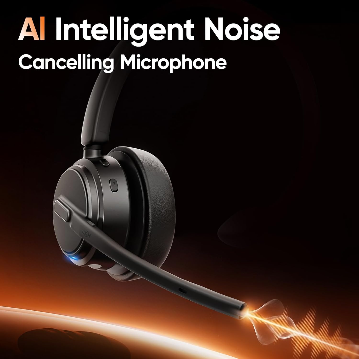 Detalle 2 de Angteela DH18B Wireless Headset with Mic, ENC, Bluetooth 5.3 & Charging Base