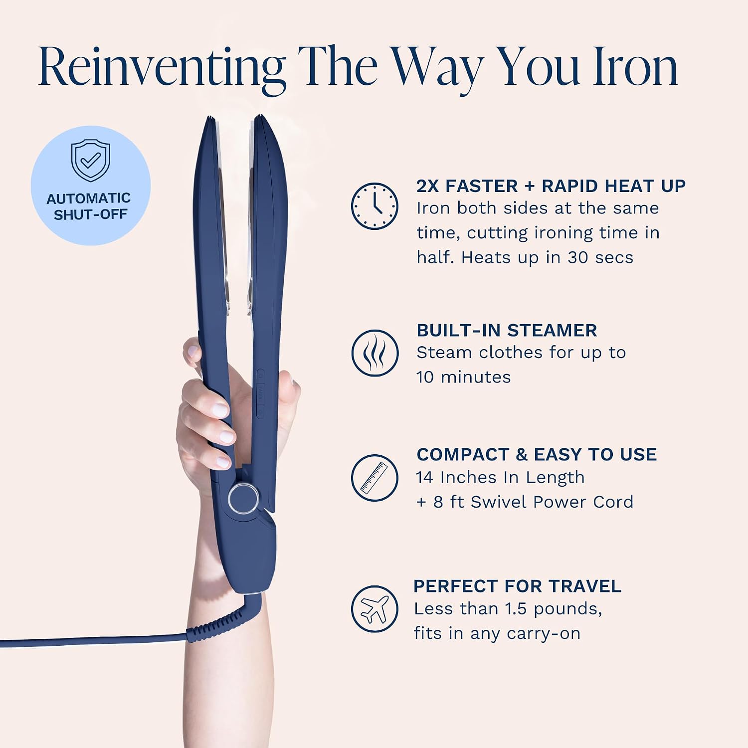 Detalle de Nori Press Travel Steam Iron 6-Setting Handheld Iron