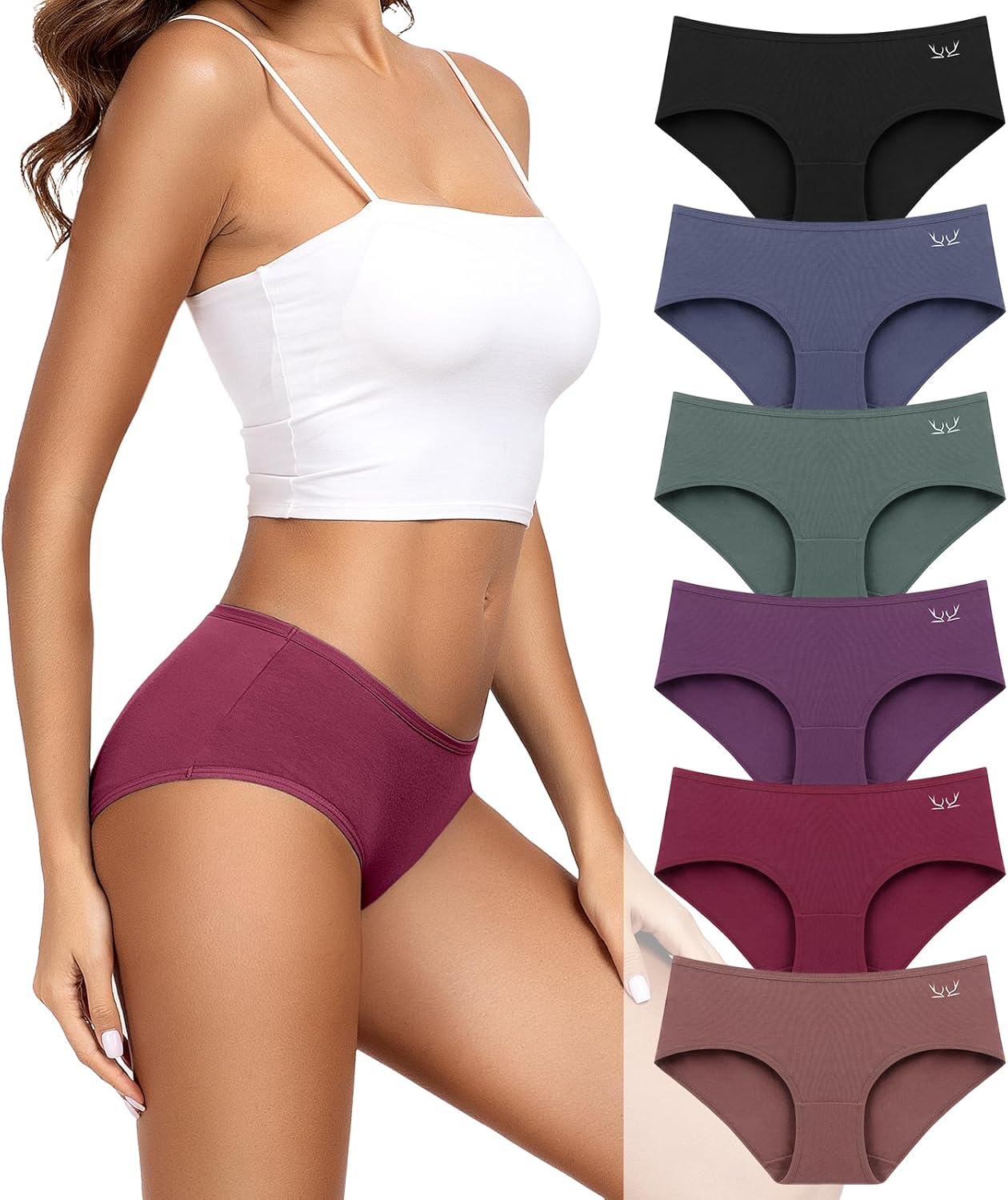 Detalle de PULIOU Culotte Femme Coton – Lot de 5/6, Slip coton bas confortables (XS-XXL)