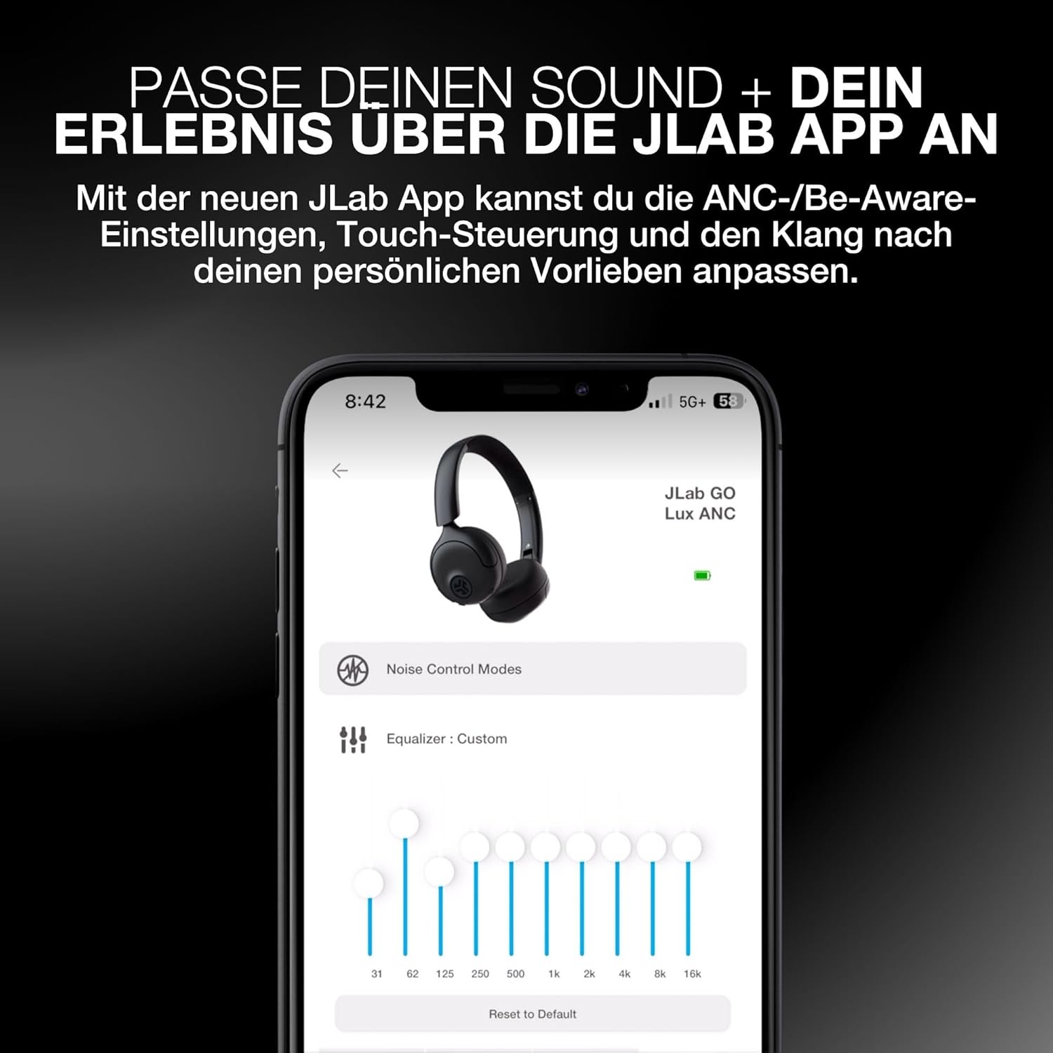 Thumbnail 6 de JLab Go Lux ANC Kopfhörer (Hybrid ANC, Bluetooth, Mikrofon) – kabellose On-Ear Lösung in Salbei