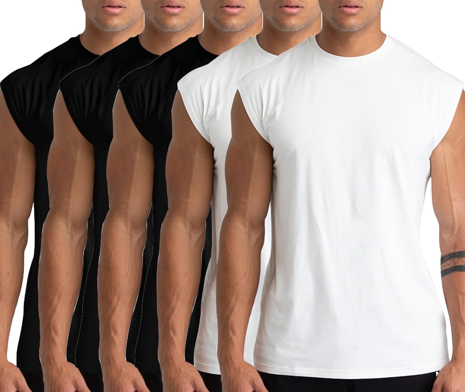 Detalle de Holure Men’s Cotton Gym Tank Tops (1/3/5 Pack) – Sleeveless Training Shirts