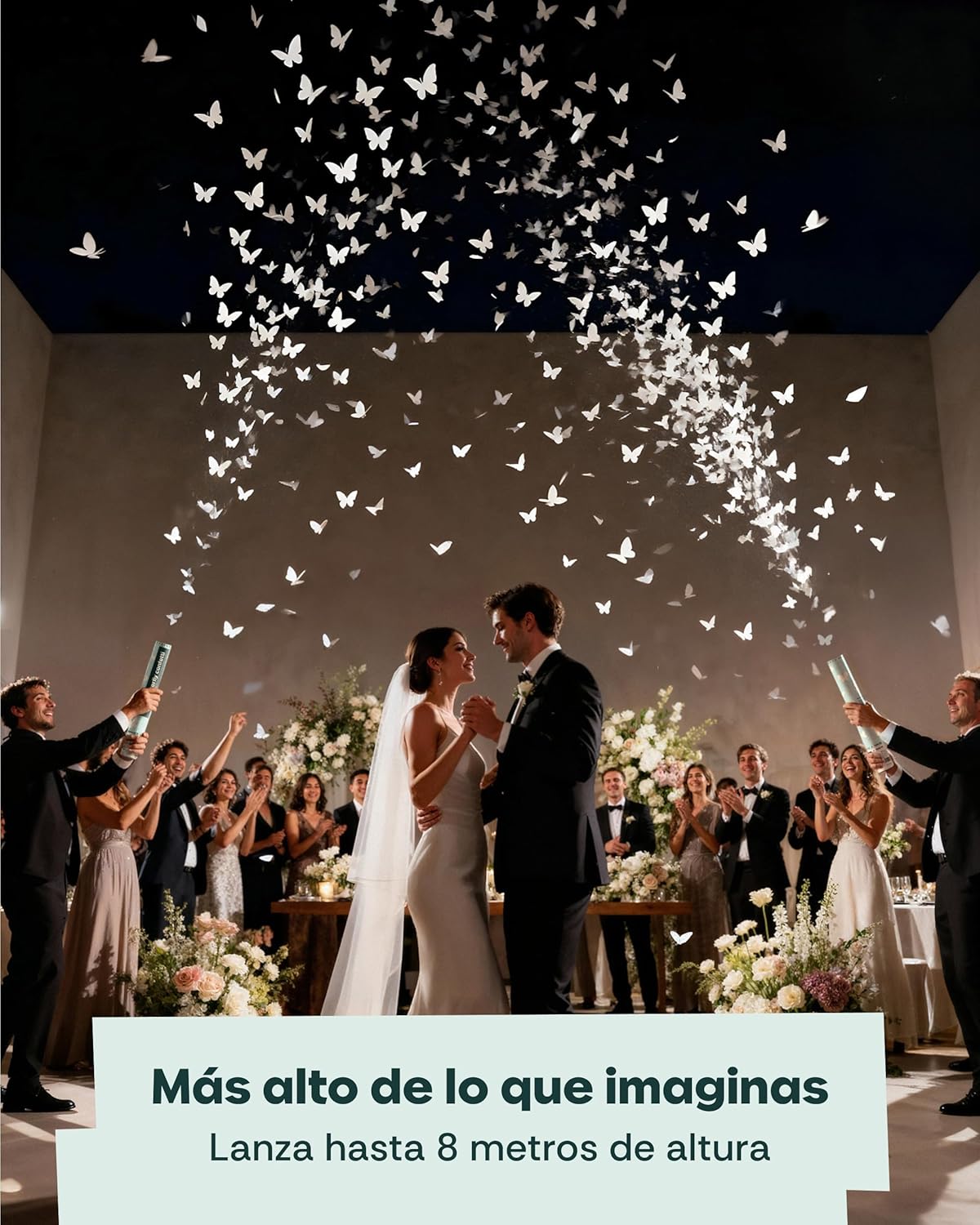 Thumbnail 2 de Cañones de confeti mariposas blancas 5 unidades